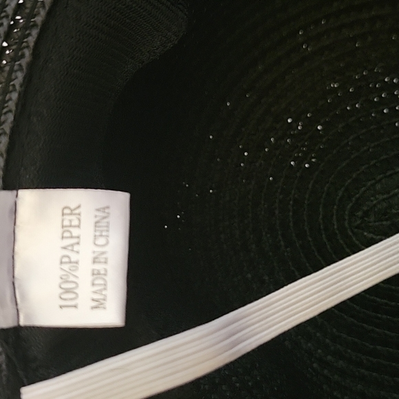 Black Sunhat w/ Gold chain & chiffon detail - Picture 4 of 4